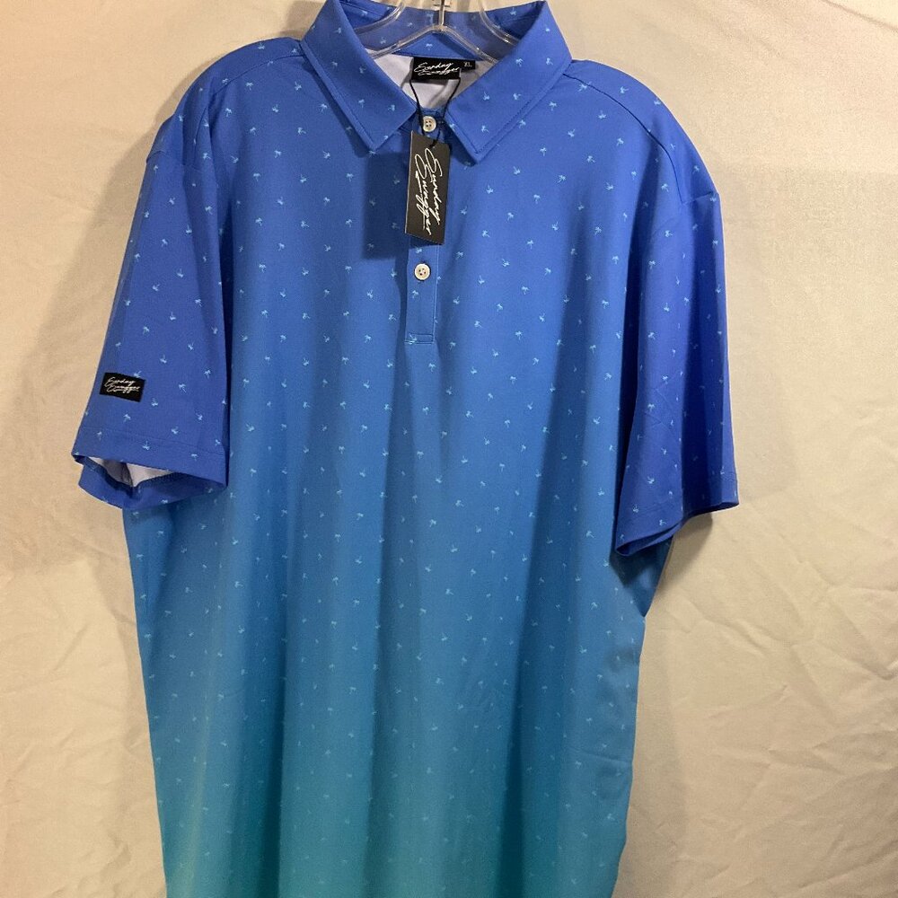 Sunday Swagger NWT Palmera Golf Palm Tree Polo Shirt Blue Ombré size XL